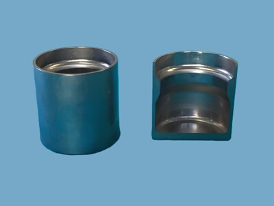 Machining-free cold press forming of an internally stepped-thickness cup