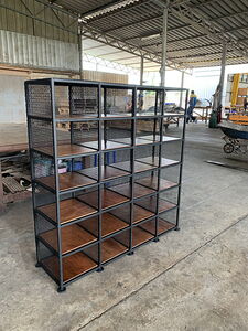 Steel product shelf shoe rack display shelf rack ironwork product wood plywood in Thailand